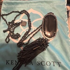 Kendra Scott Black Agate Raine Tassel Necklace